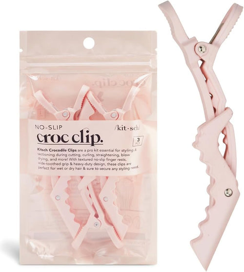 Kitsch Alligator Clips for Hair - Stylish Hair Sectioning and Roller Clips | Ideal for Styling, Volume, and Makeup - Hair Accessories for Women | 3pc Set in Blush Pink