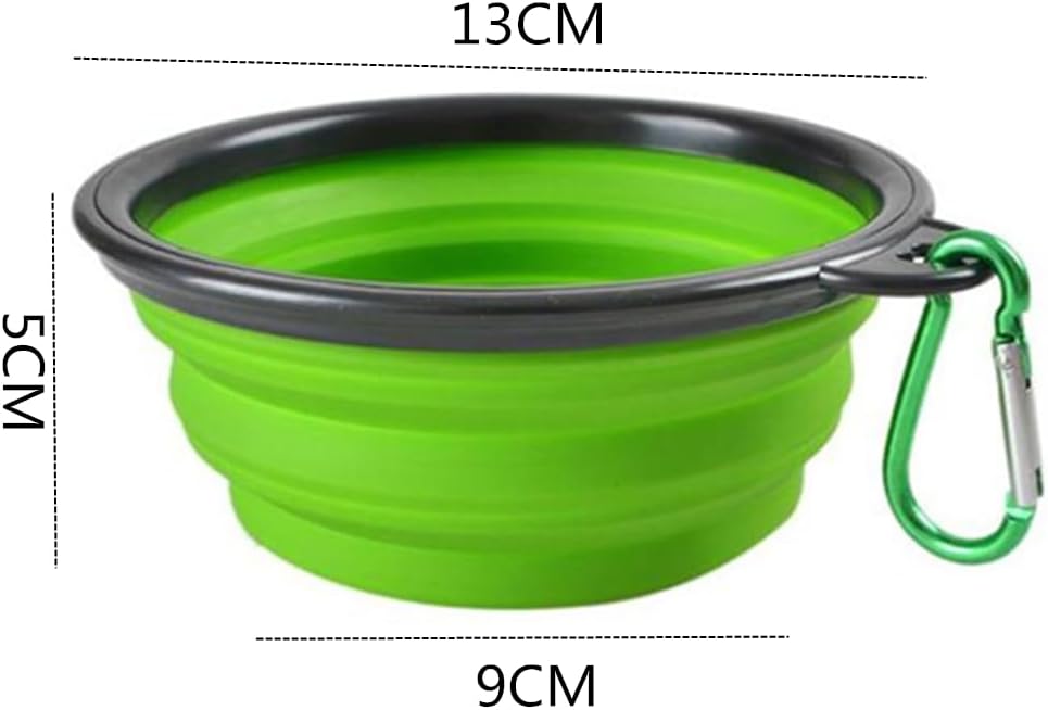 Collapsible Dog Bowl,Granmagazz 2 Pack Collapsible Silicone Dog Bowl, Portable Pet Feeding Watering Dish, Foldable Expandable Cup Dish for Small Pet Cat Food Water Feeding Portable Travel Bowl (Green)
