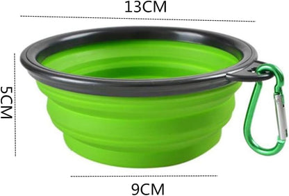 Collapsible Dog Bowl,Granmagazz 2 Pack Collapsible Silicone Dog Bowl, Portable Pet Feeding Watering Dish, Foldable Expandable Cup Dish for Small Pet Cat Food Water Feeding Portable Travel Bowl (Green)