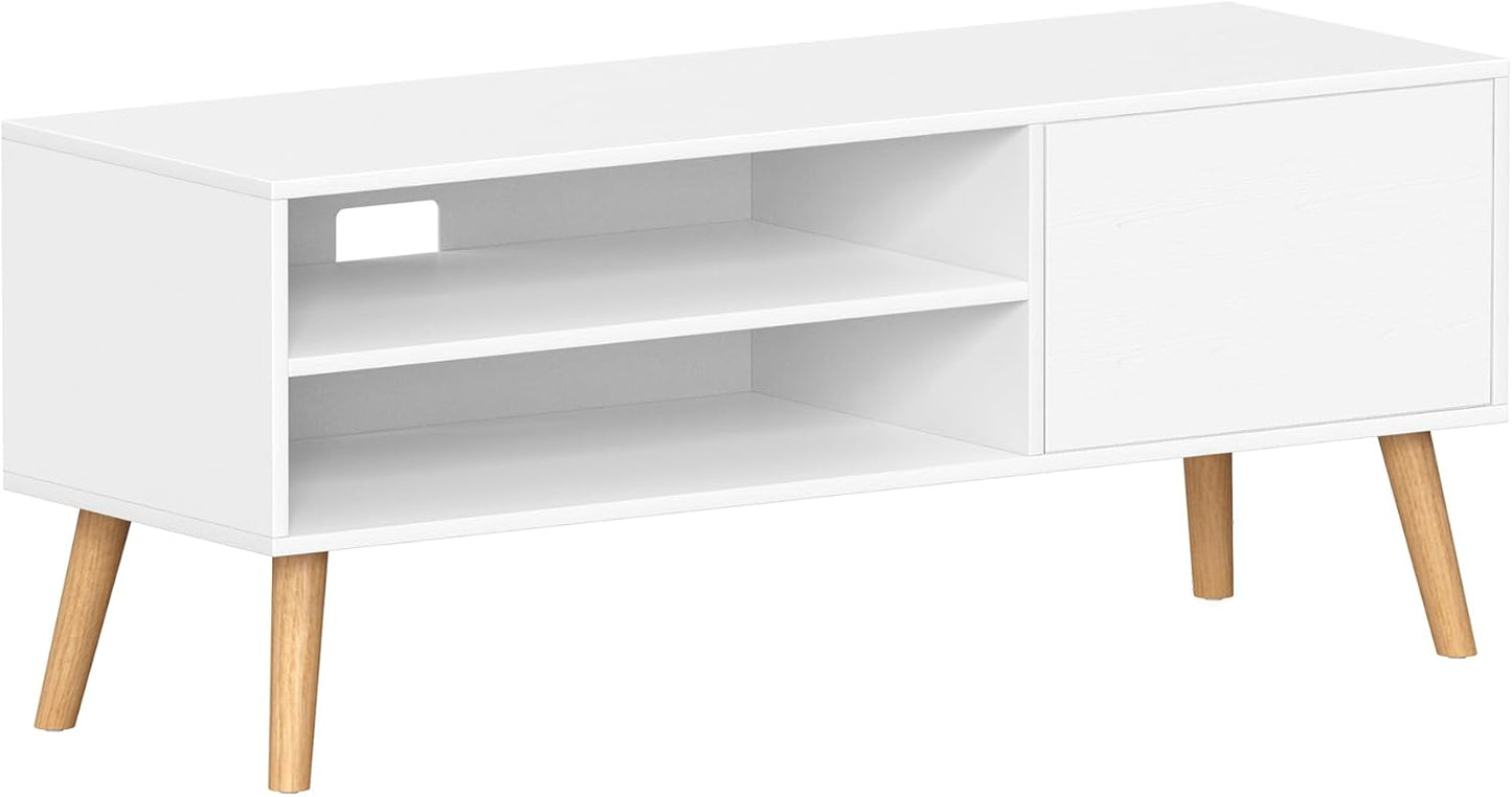 VASAGLE TV Cabinet Stand TV Cabinet for Up to 55 Inches TV Stand, 120cm Long TV Stand, Entertainment Centre, Mid Century Modern Living Room Bedroom White LTV120T46