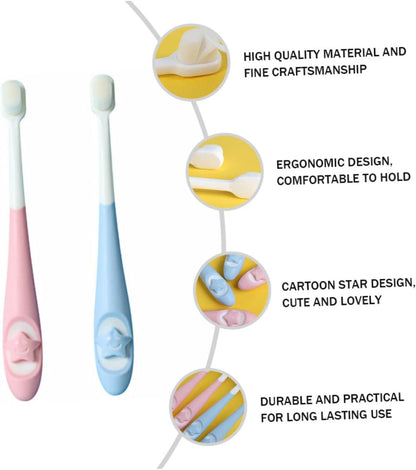 WOFASHPURET 2Pcs Bristle Toothbrush Soft Oral Care Brush for Ages Ergonomic Design with Cartoon for Newborns