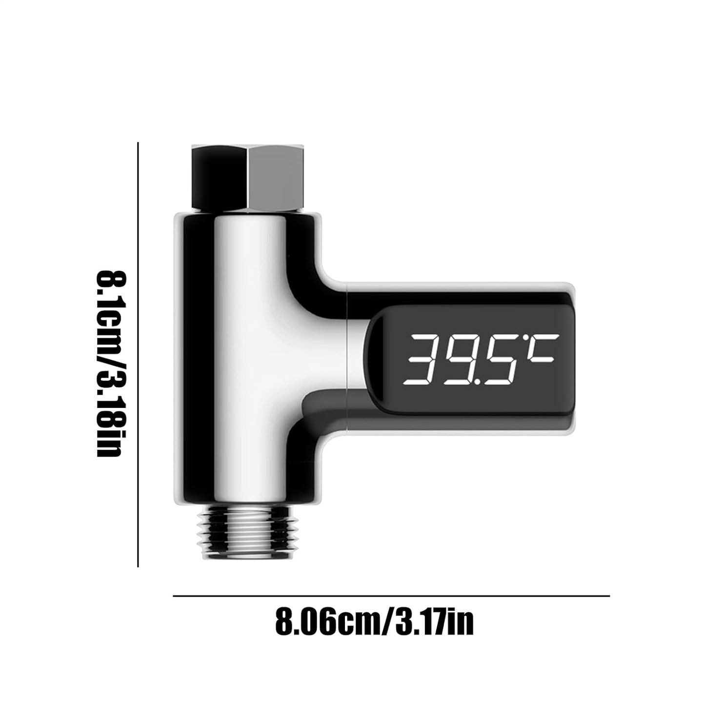 Shower Temperature Indicator, Led Digital Display, 3.19x3.17x1.18 Inches Compact Large Screen, Bath Temperature Monitor for Bathroom Safety Tool, Bathtub Use, Black