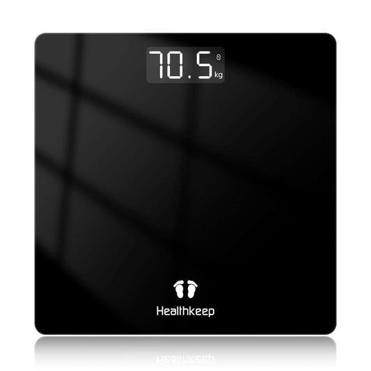 Healthkeep Personal Scales, Personal Scales with High Precision Sensors, Personal Digital Scale with Step-on Technology, Safety Glass Scale, Black 26cm*26cm