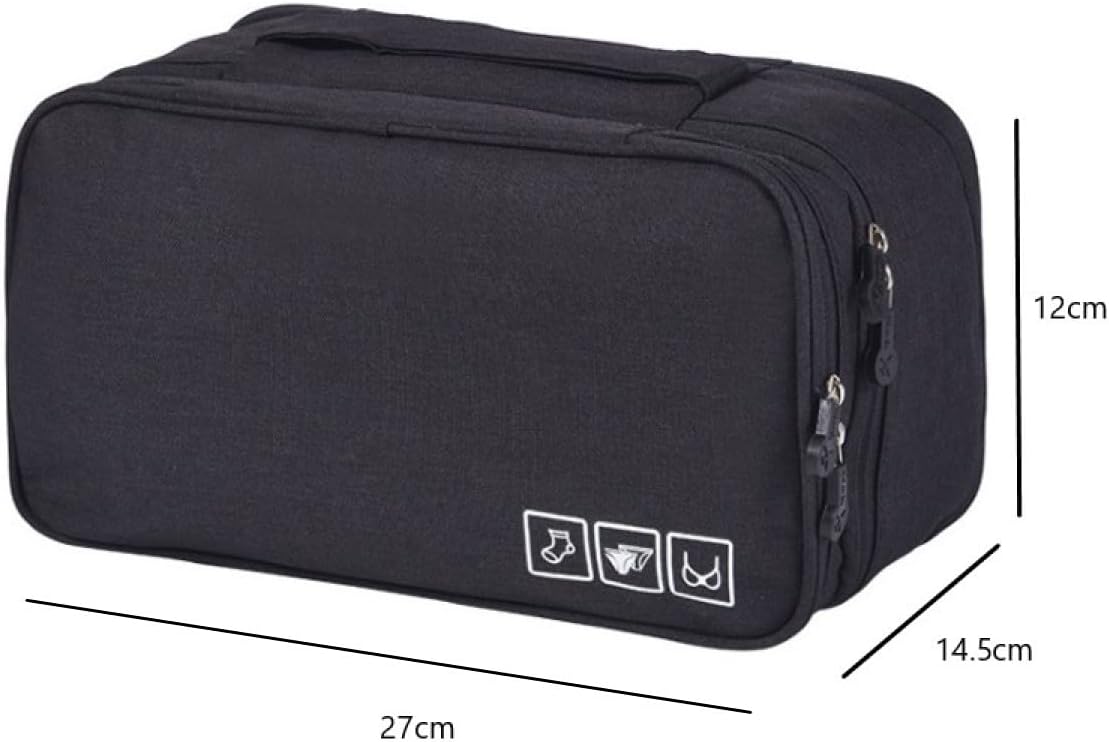 Travel Underwear Organizer, Travel Bra Organizer Bag, Used for Underwear Compartment Box, Bras, Socks, Handkerchiefs and Ties (Black)