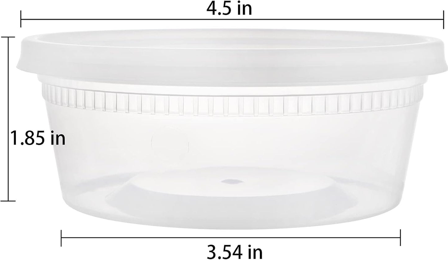 Lawei 80 Pack Plastic Deli Food Containers with Lids - 8 Oz Food Storage Containers Freezer Deli Cups for Soup, Party Supplies, Meal Prep and Portion Control