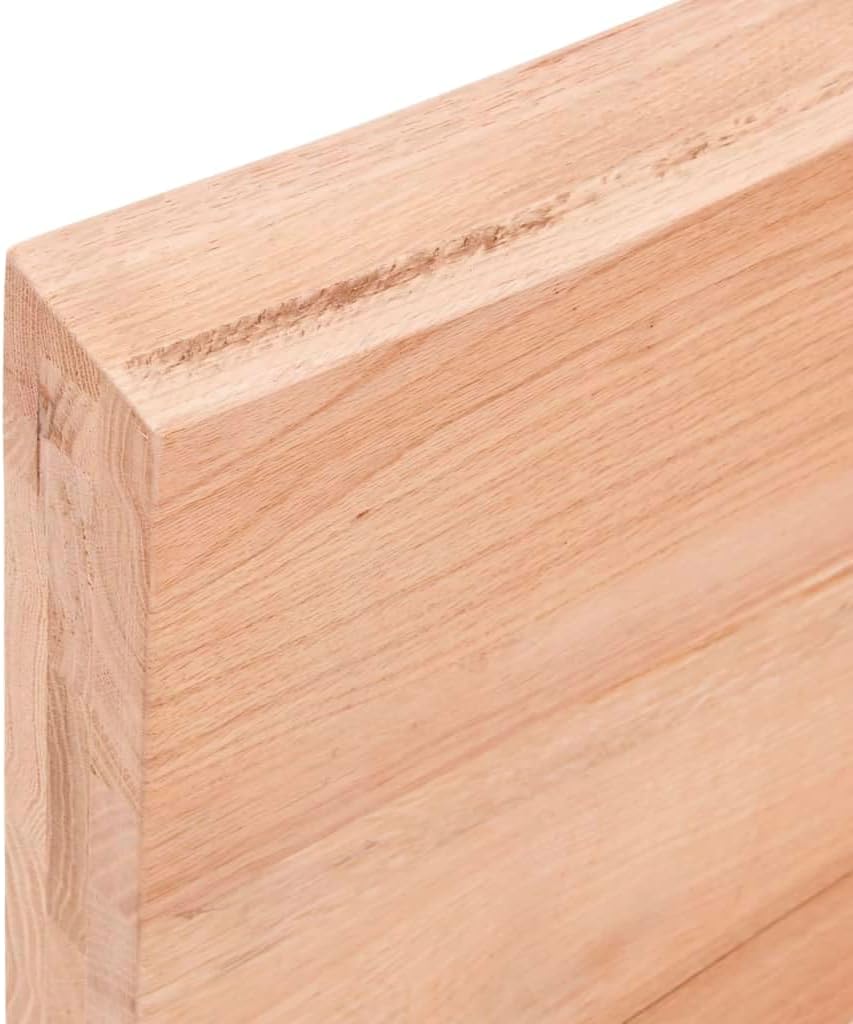 Table Top Light Brown 80x50x6 cm Treated Solid Oak Wood, Handcrafted Live Edge Finish Versatile for Dining & Kitchen Replacement