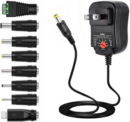 Belker 12W 3V 4.5V 5V 6V 7.5V 9V 12V Adjustable Voltage Universal AC/DC Adapter Power Supply for Household Electronics - 1A 1000mA Max.