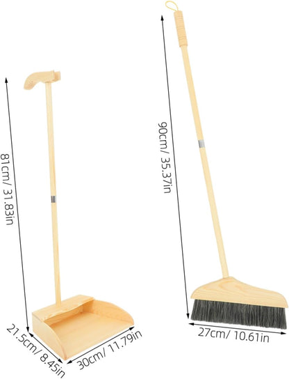 ROMISBABA Set di Scope E Palette per La Pulizia della Casa Essential Home Cleaning con Manico Lungo per Pavimenti Kit Scopa E Paletta per Interni