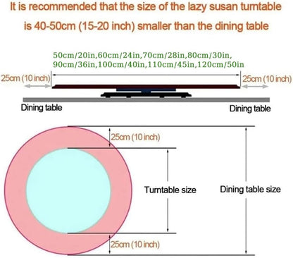 SKSPGPKTACA 20" 30" 36" 40" 50" Large Rotating Serving Tray Wooden Turntable for Dining Table, Table Top Lazy Susan Turntable, Round Rotating Tray Easy to Share Food(Black Marble,60cm/24in)