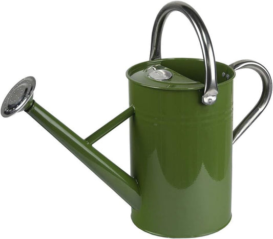 Kent & Stowe 4.5L Metal Watering Can in Tweed Green, Rust-Resistant Galvanised Watering Can with Handle and Detachable Rose, Classic All Year Round Garden Tools Made from Steel