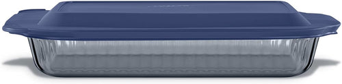 Pyrex Sculpted Tinted (9x13) Glass Baking Dish with BPA-Free Lid, Oblong Bakeware Glass Pan For Casserole & Lasagna, Dishwasher, Freezer, Microwave and Pre-Heated Oven Safe, Smoke