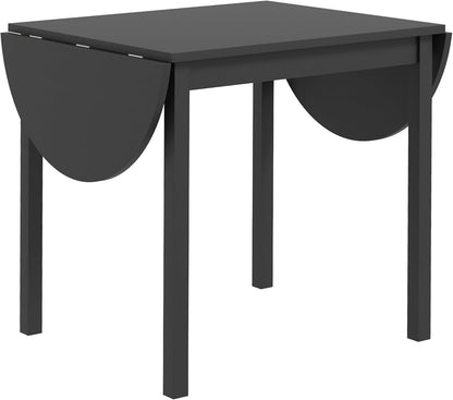 HOMCOM Solid Wood Kitchen Table, Drop Leaf Tables for Small Spaces, Folding Dining Table, Black