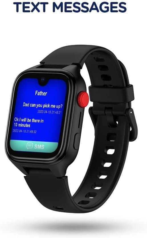 KidsOClock GL50 Kids Smart Watch Amoled Screen with Gorilla Glass, 4G Enabled Video Call, IP67 Water Resistant, HD Camera, 36 Hrs Battery, Remote Monitoring, SOS, Android 8.1 and More (Black)