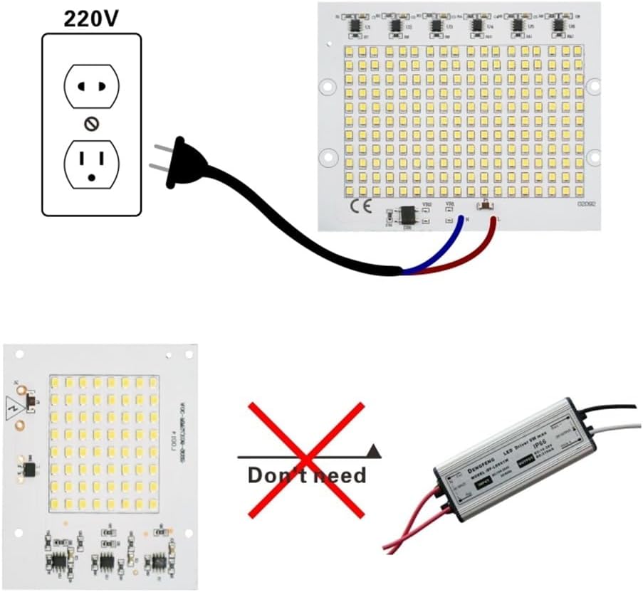 YSJX Lighting, Confezione da 6, lampada a LED proiettore AC220V 10W 20W 30W 50W 100W Smart IC Chip SMD2835 Illuminazione esterna fai da te(Cold White,30W 220V)
