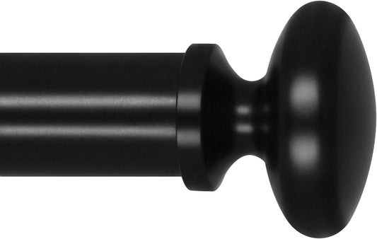 TiMi Window Curtain Rod 1 Inch Decorative Adjustable Single Curtain Rods Classic Oval, 28 to 48 Inch telescoping Drapery Rod, Black