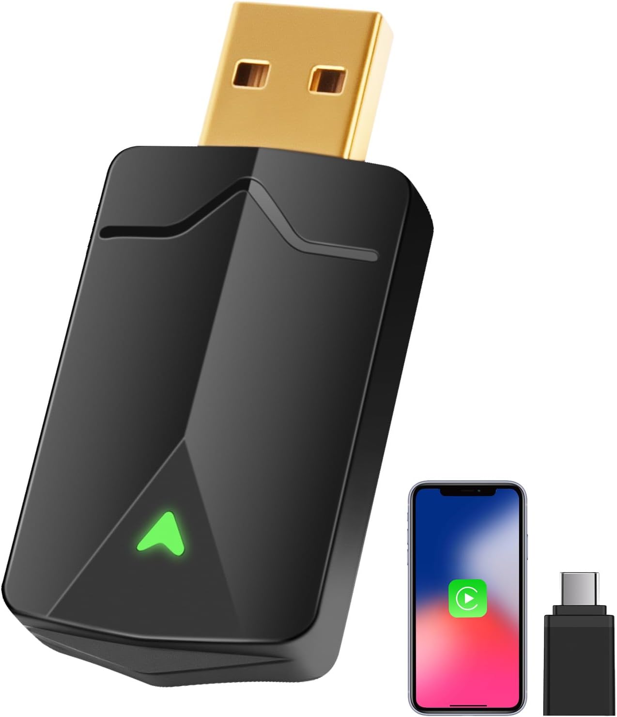 AOUQEE Carplay Wireless Adapter, Converts Carplay from Wired to Wireless, Wireless Carplay Adapter, Fast and Stable, Type-C/USB Plug & Play Mini, Compatible with iOS 10+