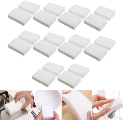 Voiemifore 20Pcs Melamine Cleaning Sponge Eraser Multi-functional Foam Cleaner, For Kitchen Bathroom Sink Home Cleaning Tools Stain Remover