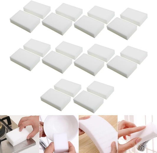 Voiemifore 20Pcs Melamine Cleaning Sponge Eraser Multi-functional Foam Cleaner, For Kitchen Bathroom Sink Home Cleaning Tools Stain Remover