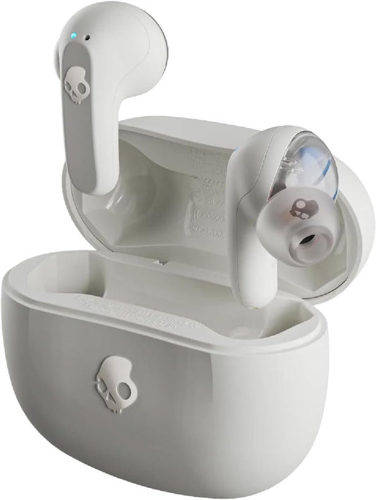 Skullcandy Rail In-Ear Wireless Earbuds, 42 Hr Battery, Skull-iQ, Alexa Enabled, Microphone, Works with iPhone Android and Bluetooth Devices - Bone/Orange Glow