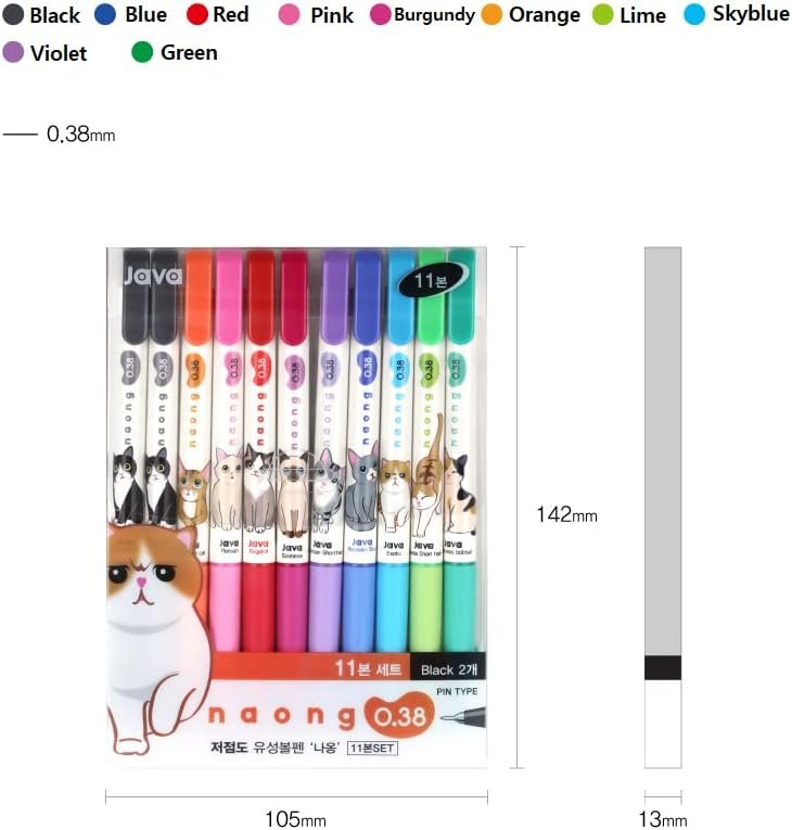 Beecrazee PE 6668 Naong 11-Set Ballpoint Pens, Multicolor
