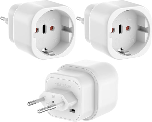 Oliveria Switzerland Socket Adapter, 3 Pieces Switzerland to Italian Plug Adapter, Switzerland Italy Adapter, Type J Adapter, Travel Adapter for Switzerland, Maldives, Rwanda, Liechtenstein