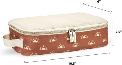 Itzy Ritzy Packing Cubes – Set of 3 Packing Cubes or Travel Organizers; Each Cube Features a Mesh Top, Double Zippers and a Fabric Handle; Terracotta Sunrise
