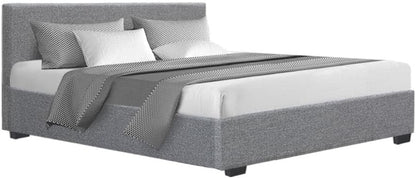 Artiss Queen Bed Frame Platform Gas Lift Base Beds with Storage Bedroom Room Decor Home Furniture, Upholstered with Faux Linen Fabric + Foam + Wood, Modern Design Grey