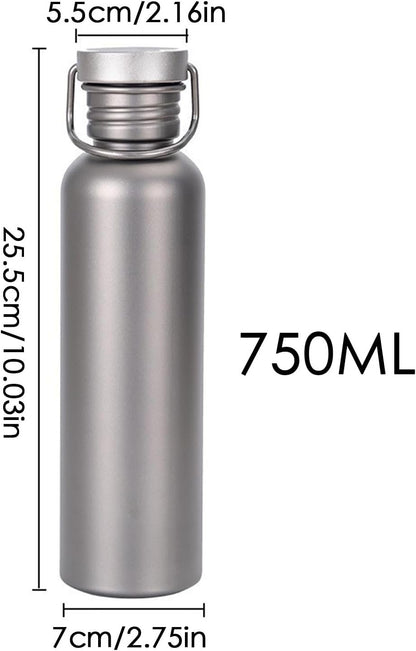 Outdoor Titanium Water Bottle - Lightweight Sports Hydration Cup, Leak-Proof Travel Drinkware | Pure Titanium Camping Bottle for Hiking, Cycling, Trekking, Boiling Water, Portable Adventure Use