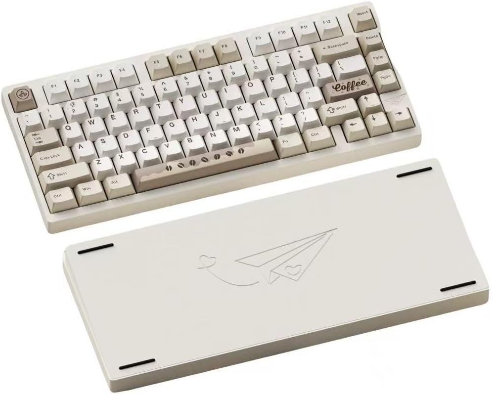 BOYI D75 Quick Release Wireless Aluminum Gaming Keyboard,Tri-Mode Custom Hot Swappable RGB 75% Mechanical Keyboard for Windows/Mac/PC (Beige)