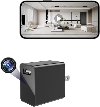 USB Charger Camera - HD 1080P Mini WiFi Security Camera - Small Micro Wireless Nanny Cam for Home Indoor Security