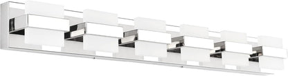 SOLFART 6 Lights Chrome Bathroom Light Fixtures Modern LED Bathroom Light Bathroom Vanity Lights Over Mirror 41 inch White Light Dimmable