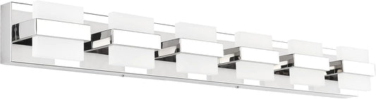 SOLFART 6 Lights Chrome Bathroom Light Fixtures Modern LED Bathroom Light Bathroom Vanity Lights Over Mirror 41 inch White Light Dimmable