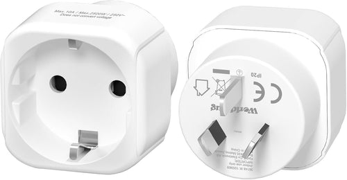 2PCS EU to AU Travel Plug Adapter, Euro to Australian Power Adapter, German Travel Power Plug for German, France, Italy, Spain, White