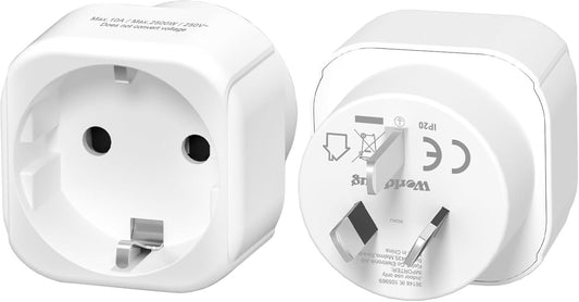 2PCS EU to AU Travel Plug Adapter, Euro to Australian Power Adapter, German Travel Power Plug for German, France, Italy, Spain, White