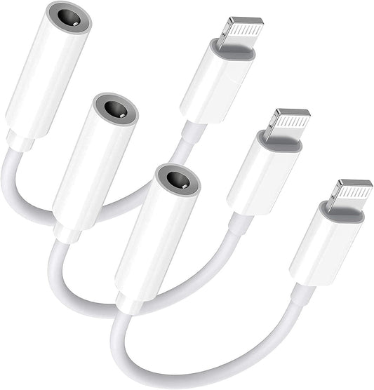 Lightning to 3.5 mm Headphone Jack Adapter, [Apple MFi Certified] 3 Pack iPhone 3.5mm Headphones/Earphones Jack Aux Audio Dongle Adapter Compatible for iPhone 14 13 12 11 XS XR X 8 7, Support All iOS