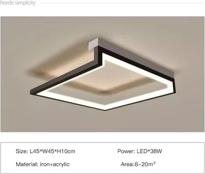 Minimalism Bedroom Ceiling Light Living Room Bedroom Study Ceiling Lamp Kitchen Black Square Ceiling Chandelier Led Smart Ceiling Lighting Fixtures