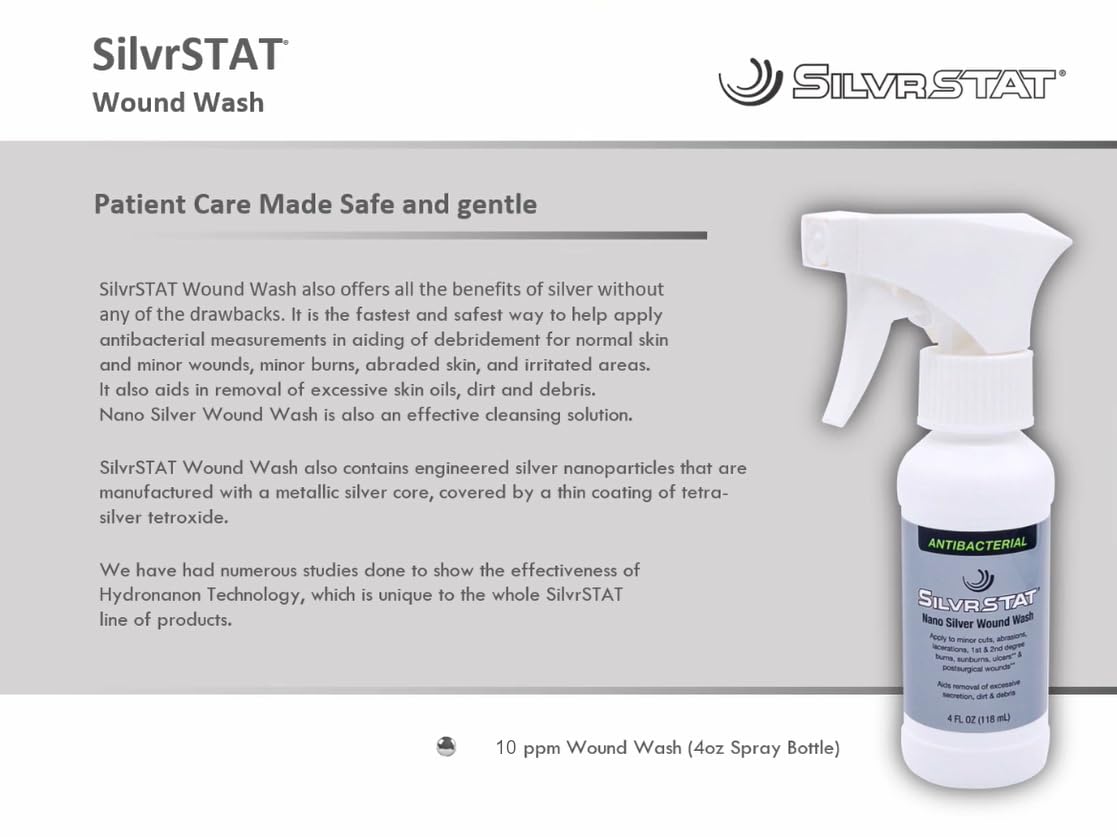 Nano Silver Wound Wash Sprayer | Debride & Fine Mist Spray | 4 fl oz