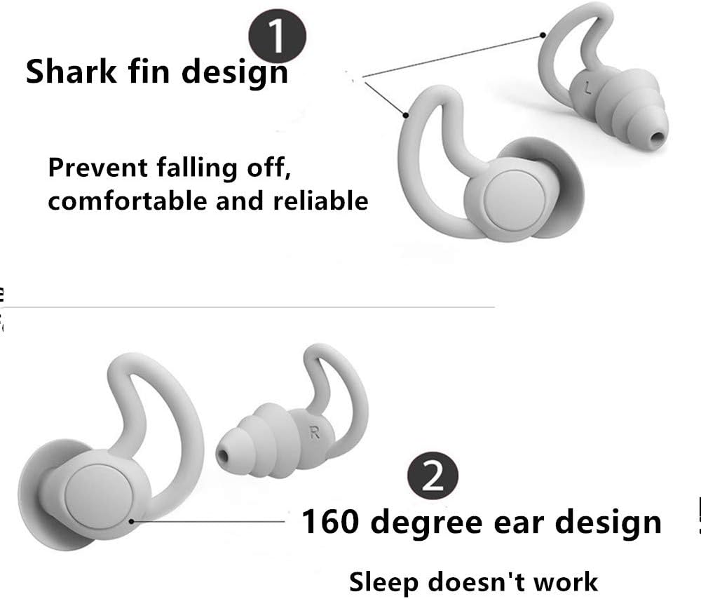 Reusable Safe Silicone High Fidelity Earplug, for Sleeping (Reduce 40dB), Swimming, Studying, Concerts, Noise Cancelling and Hearing Protection (Gray)