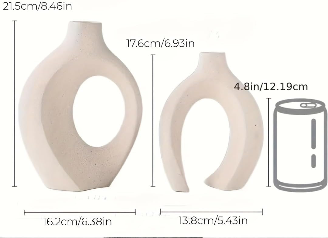 TINCTOTNIC Ceramic Vases for Living Room Decor, Set of White Vases with Handles, DIY Home Decor Accents