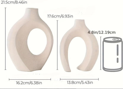 TINCTOTNIC Ceramic Vases for Living Room Decor, Set of White Vases with Handles, DIY Home Decor Accents