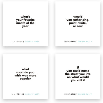 TableTopics Dinner Party Question Card Game - 135 Entertaining Conversation Starter Cards for Dinner Table with Adult Friends, Getting to Know You Game.