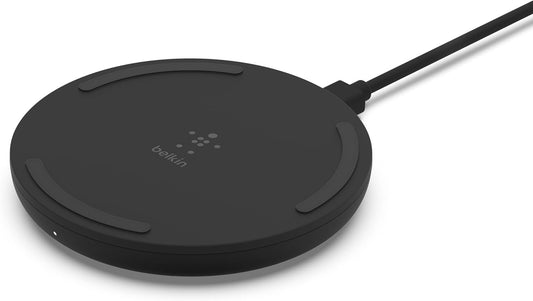 Belkin BoostCharge 10W Fast Wireless Charger Pad, with Included QuickCharge 3.0 Wall Charger and Cable, Case Compatible for iPhones, Galaxy, Pixel and Other Qi Enabled Devices (includes AC adapter)