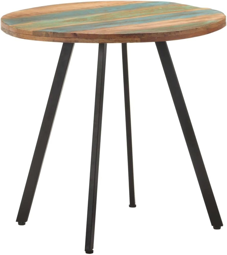 Round Dining Table, Coffee Table, Solid Reclaimed Wood Side Table for Dining Room, Kitchen, Living Room, 80 x 75 cm