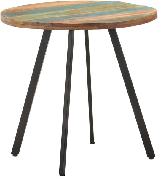 Round Dining Table, Coffee Table, Solid Reclaimed Wood Side Table for Dining Room, Kitchen, Living Room, 80 x 75 cm