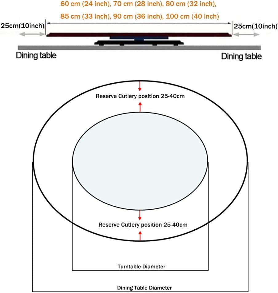 Tempered Glass Tabletop 360° Rotating Tray, 24" 28" 32" Large Serving Plate for Kitchen, Lazy Susan Dining Table Turntable(24inch/60cm)