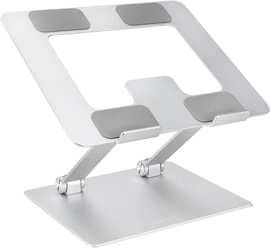 Amazon Basics Laptop Stand Riser, Portable and Adjustable Stand, for Notebook up to 43.18 CM, Silver