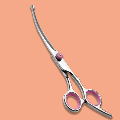 Forbici per capelli di cane per la cura, forbici curve per la cura del cane – forbici per capelli in acciaio inox – custodi di sicurezza – forbici per la cura degli attrezzi con punte rotonde