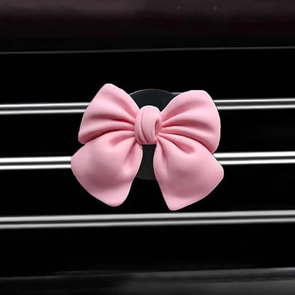 Decorative Car Bow Accessories Set, 6 Pieces, Interior Aesthetic Decor for Women (Pink)