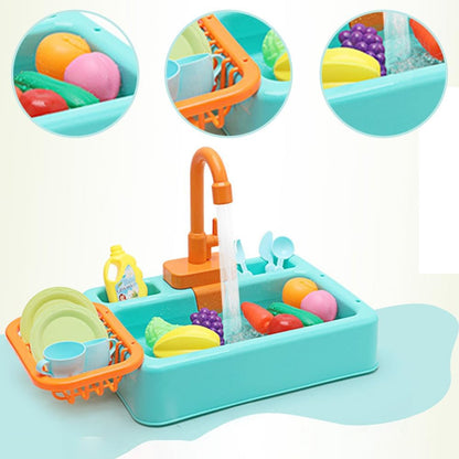 Play Sink with Running Water, Kitchen Sink with Electric Faucet,Toddler Kitchen Set, Automatic Water Cycle System,for Home,Kindergarten