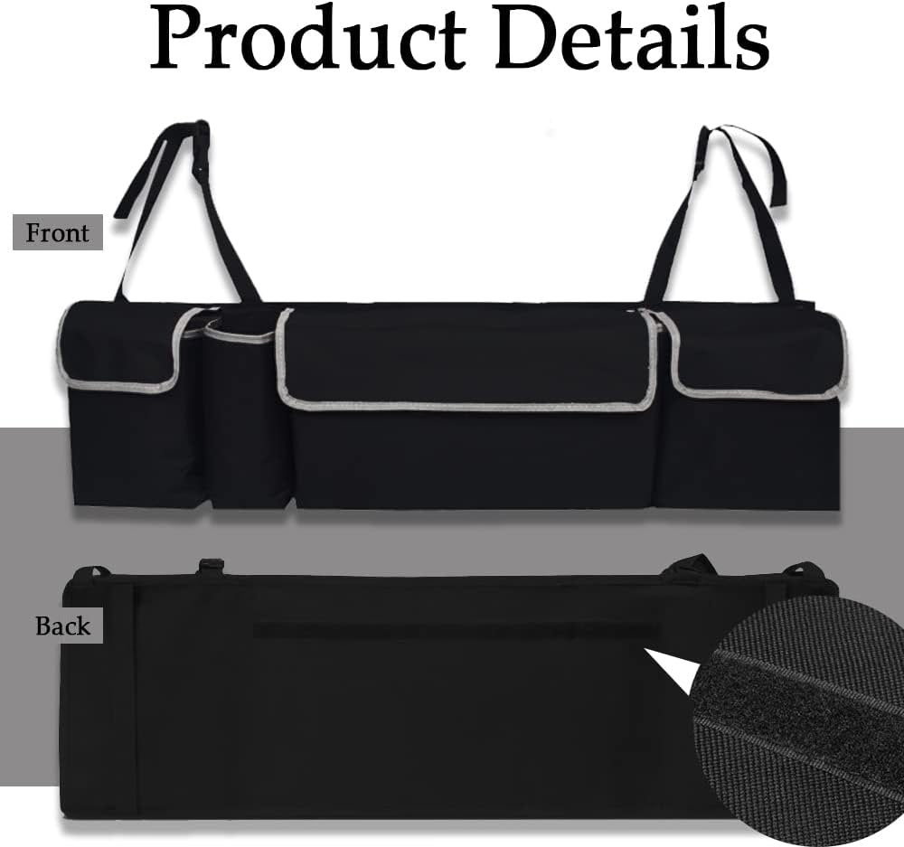 Mearo Trunk Organizer, Car Organizer, Foldable Waterproof Multi Compartment Car Storage Organizer with 4 Pockets, Large Capacity Hanging Organizer Car Accessories Universal for Car Truck SUV